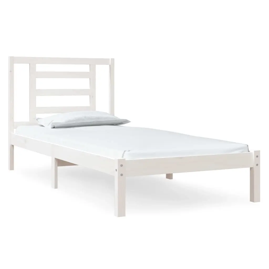 Bed Frame without Mattress White 90x190 cm Solid Wood Pine 3104314 - Furniture
