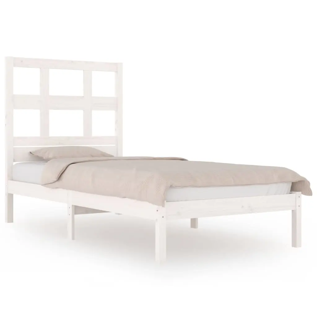 Bed Frame without Mattress White 90x190 cm Solid Wood Pine 3104444 - Furniture