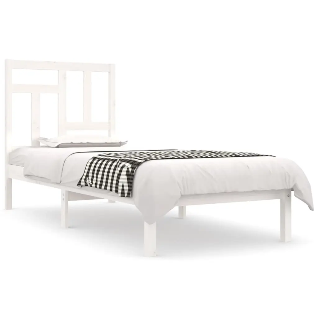 Bed Frame without Mattress White 90x190 cm Solid Wood Pine 3104509 - Furniture