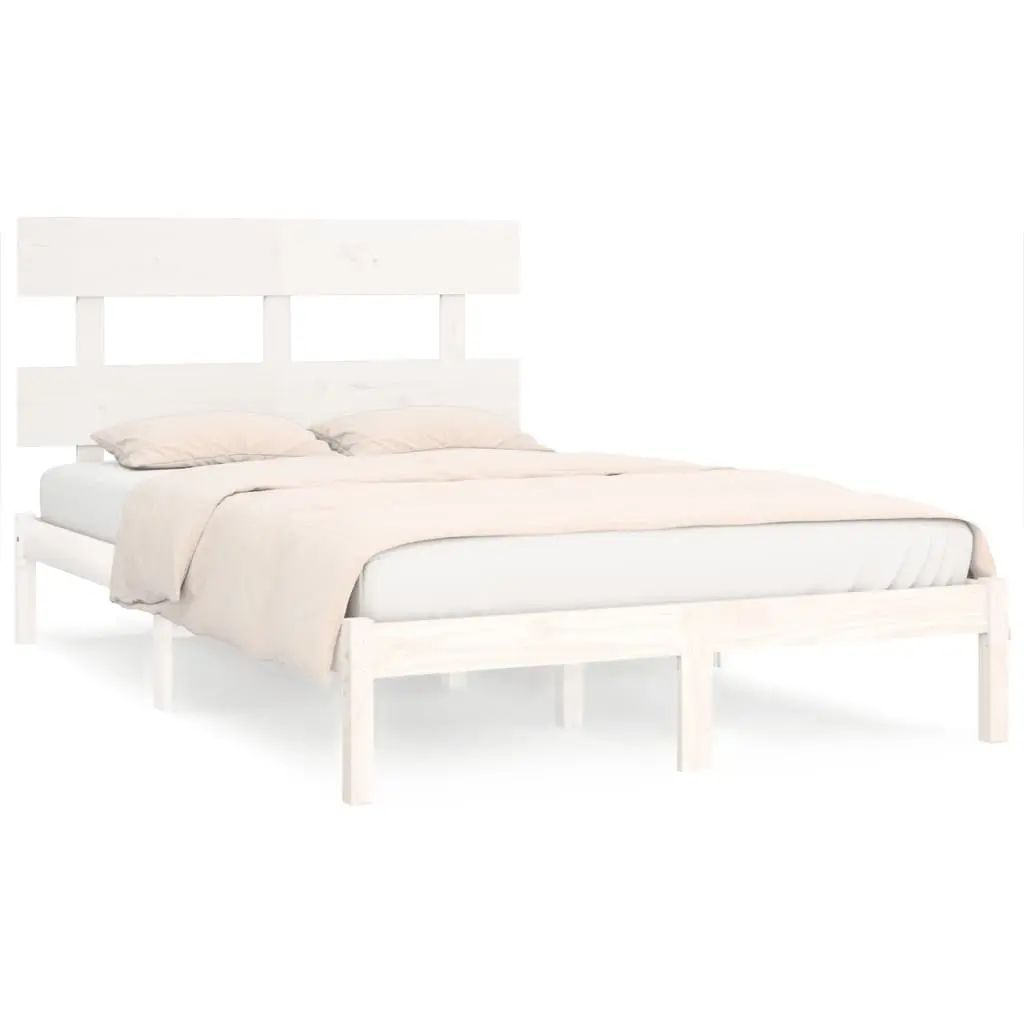 Bed Frame without Mattress White 183x203 cm King Solid Wood 3104689 - Furniture