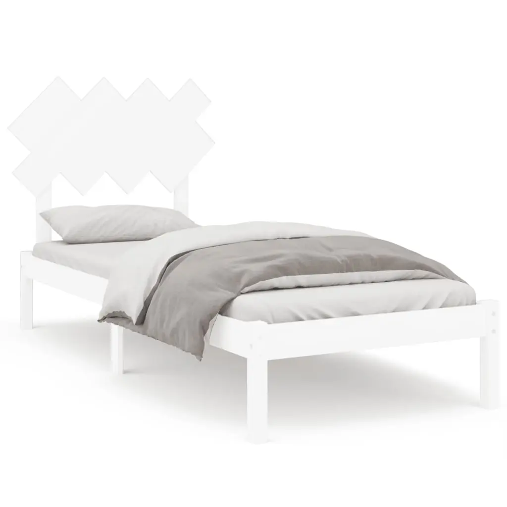 Bed Frame without Mattress White 90x190 cm Solid Wood 3104834 - Furniture
