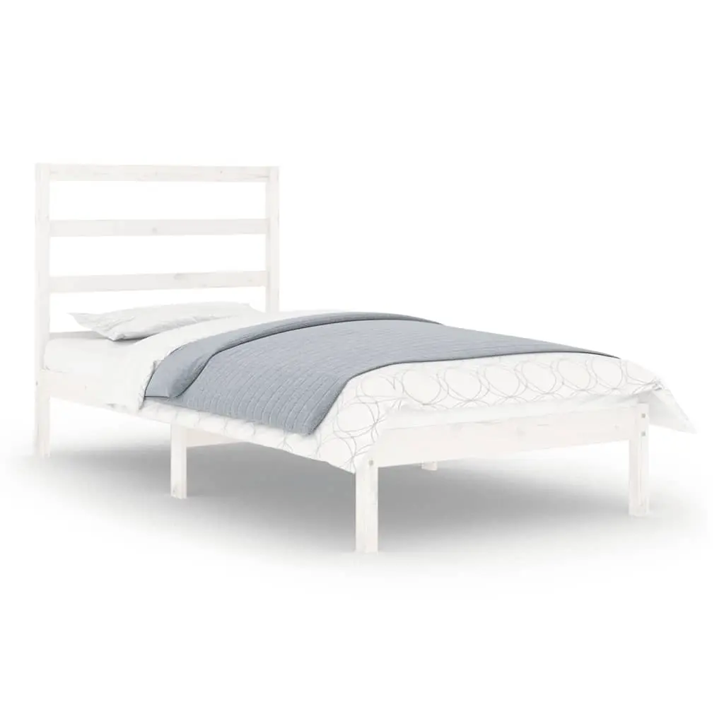 Bed Frame without Mattress White 90x190 cm Solid Wood 3104899 - Furniture