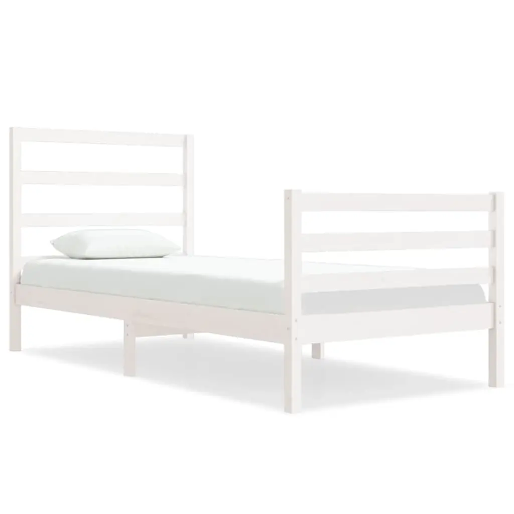Bed Frame without Mattress White Solid Wood Pine 90x190 cm 3104972 - Furniture