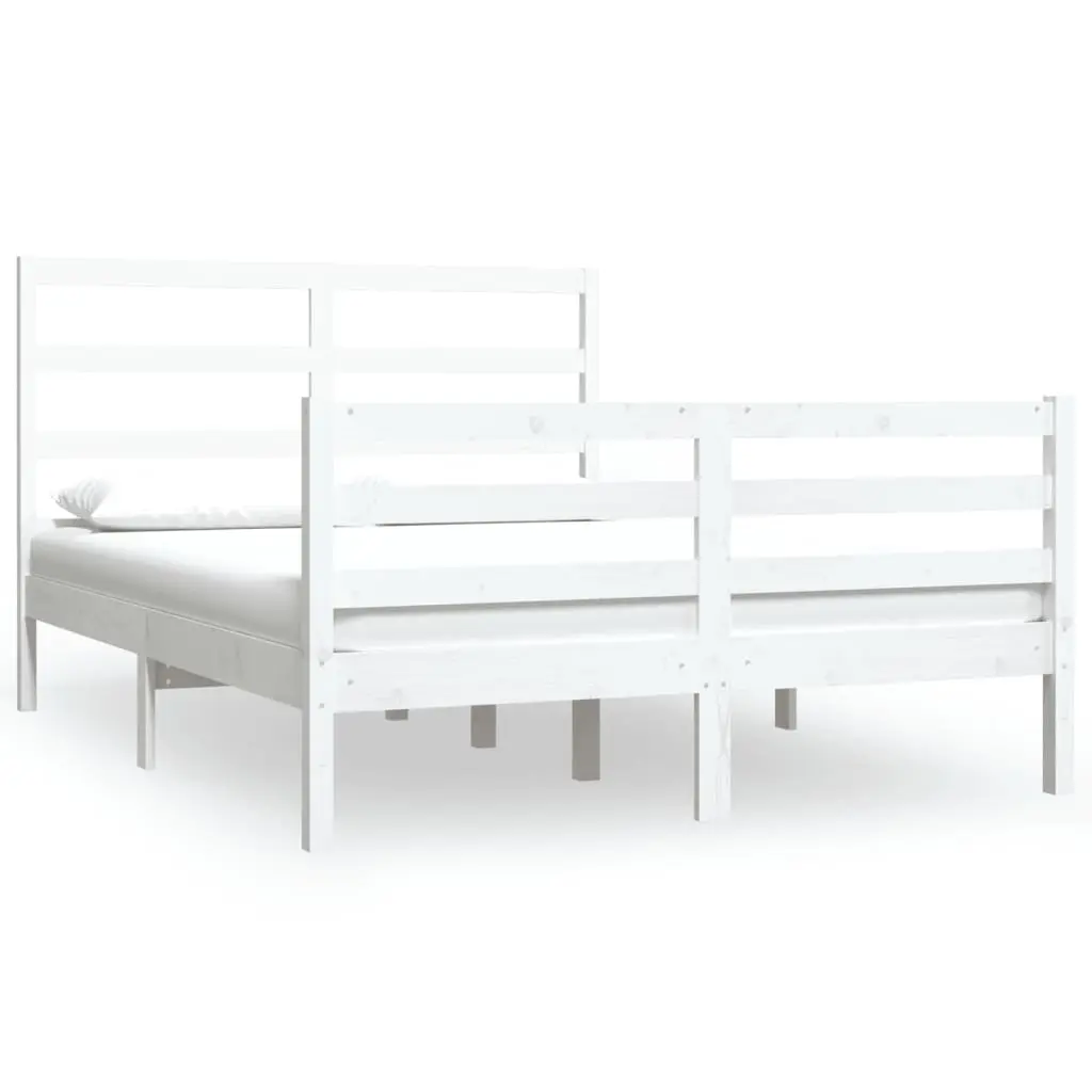 Bed Frame without Mattress White Solid Wood Pine 150x200 cm 3105012 - Furniture