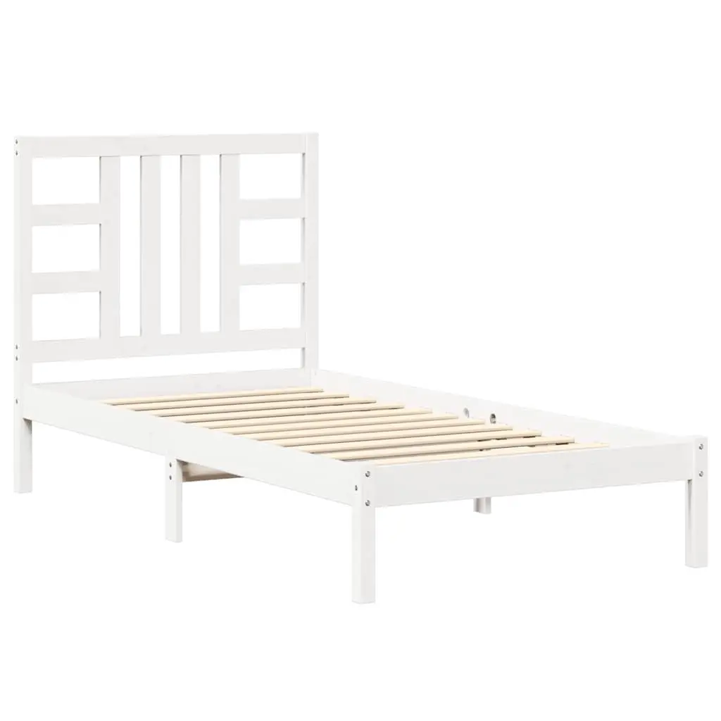 Bed Frame without Mattress White 90x190 cm Solid Wood 3105371 - Furniture