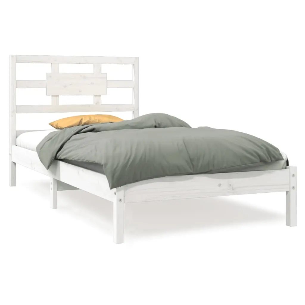 Bed Frame without Mattress White 90x190 cm Solid Wood 3105631 - Furniture