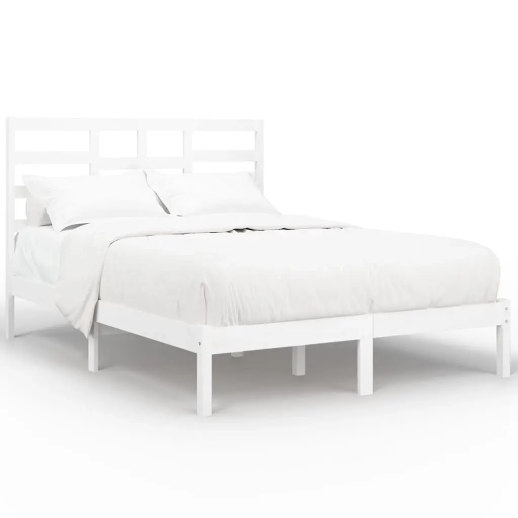 Bed Frame without Mattress White Solid Wood 135x190 cm 3105771 - Furniture
