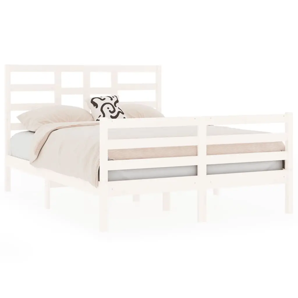 Bed Frame without Mattress White Solid Wood 135x190 cm 3105836 - Furniture