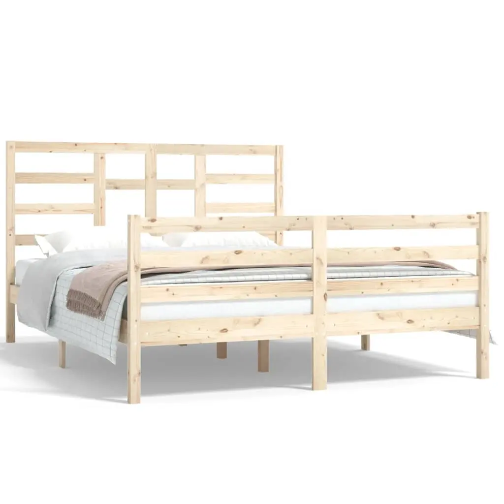 Bed Frame without Mattress Solid Wood 150x200 cm 3105865 - Furniture