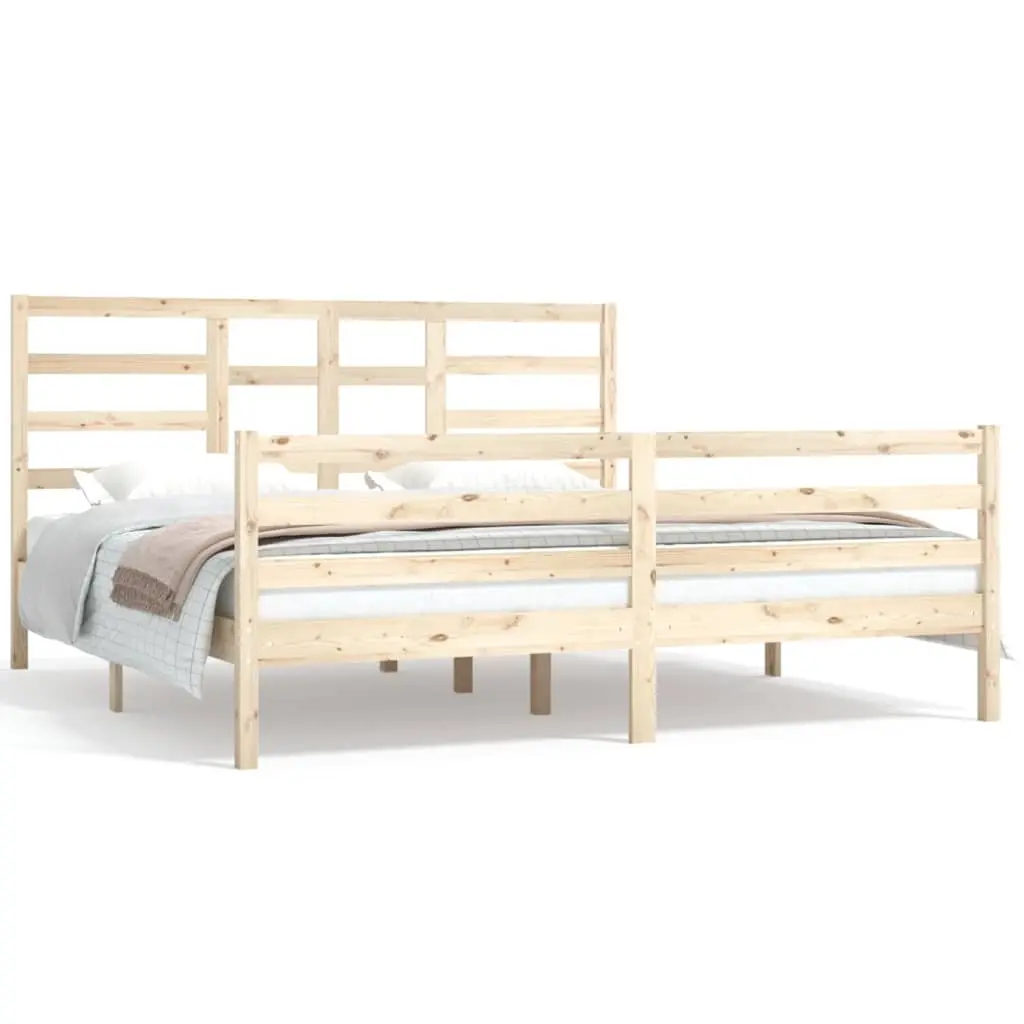 Bed Frame without Mattress Solid Wood 183x203 cm King 3105875 - Furniture