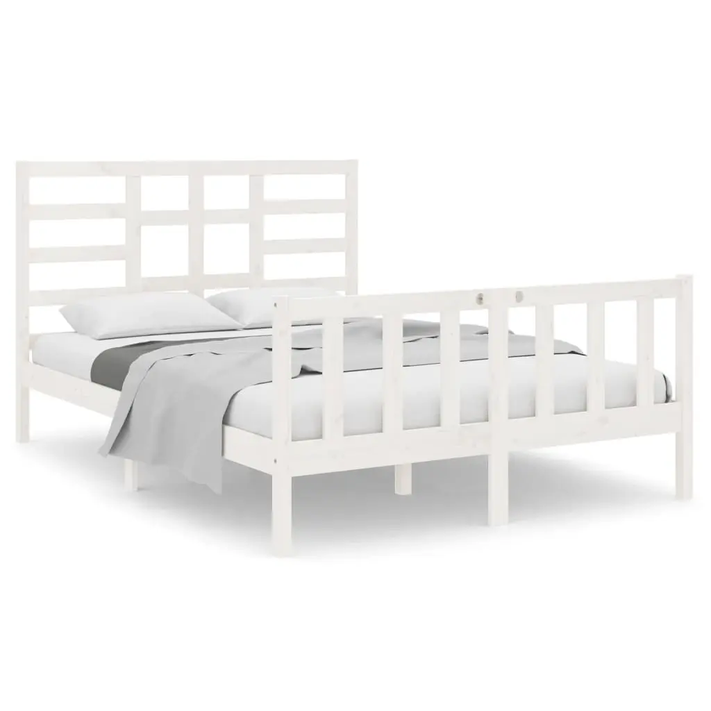 Bed Frame without Mattress White Solid Wood 135x190 cm 3105901 - Furniture