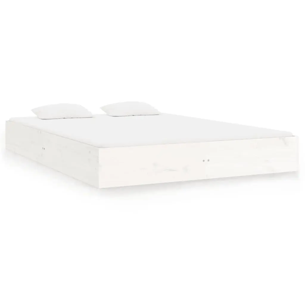 Bed Frame without Mattress White Solid Wood 150x200 cm 820038 - Furniture