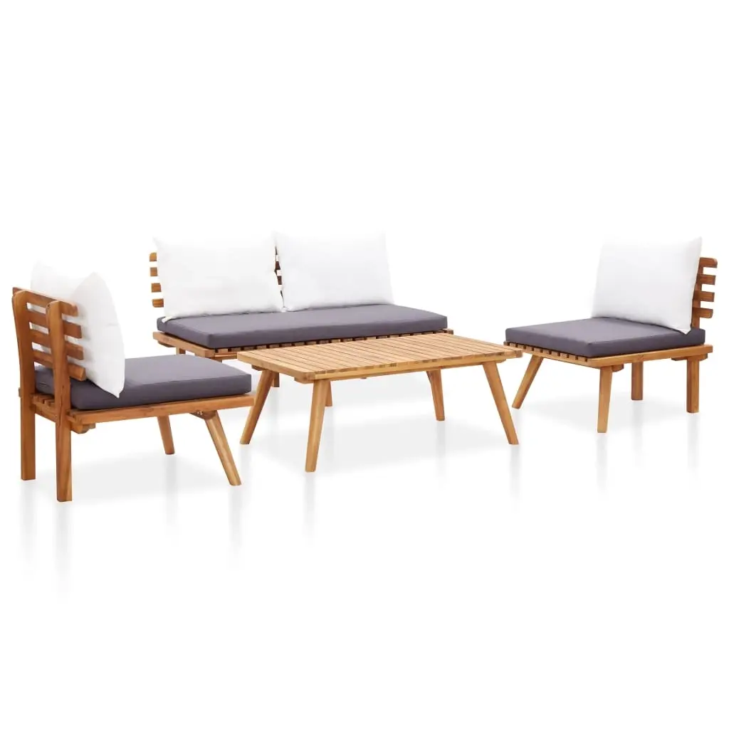 4 Piece Garden Lounge Set with Cushions Solid Wood Acacia 3092055 - Furniture