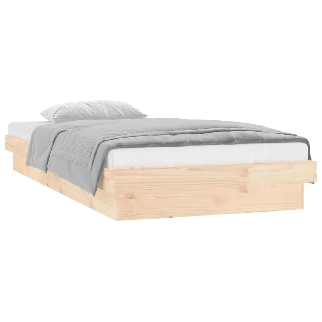 LED Bed Frame without Mattress 90x190 cm Solid Wood 820002 - Furniture