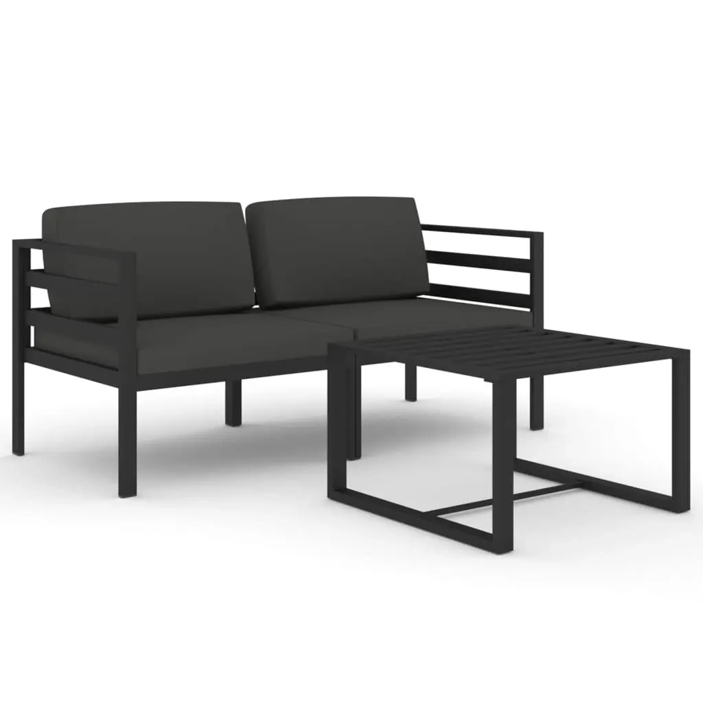 3 Piece Garden Lounge Set with Cushions Aluminium Anthracite 3107779 - Furniture