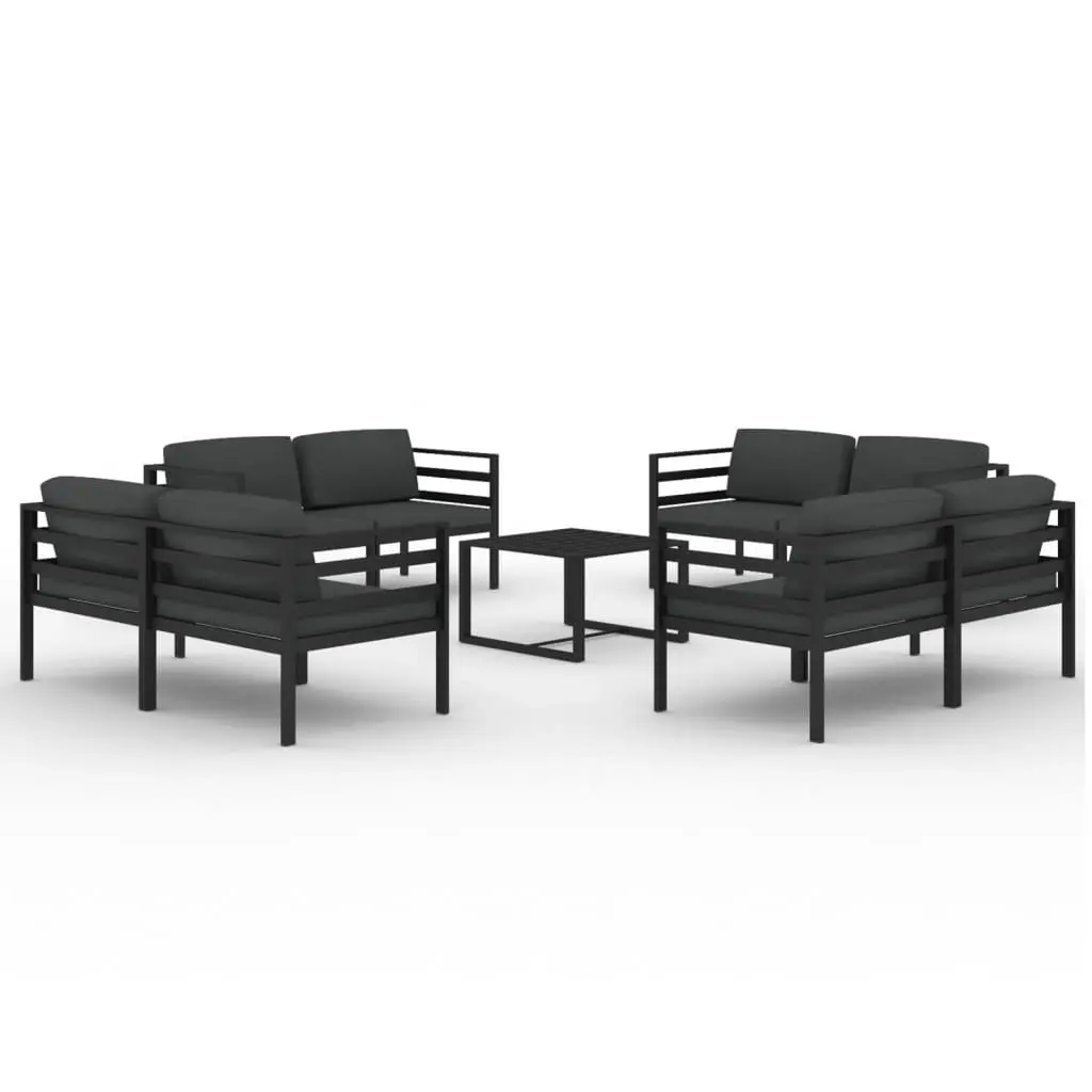9 Piece Garden Lounge Set with Cushions Aluminium Anthracite 3107830 - Furniture