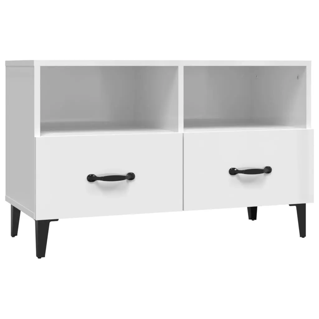 TV Cabinet High Gloss White 80x36x50 cm Engineered Wood 812597 - Furniture