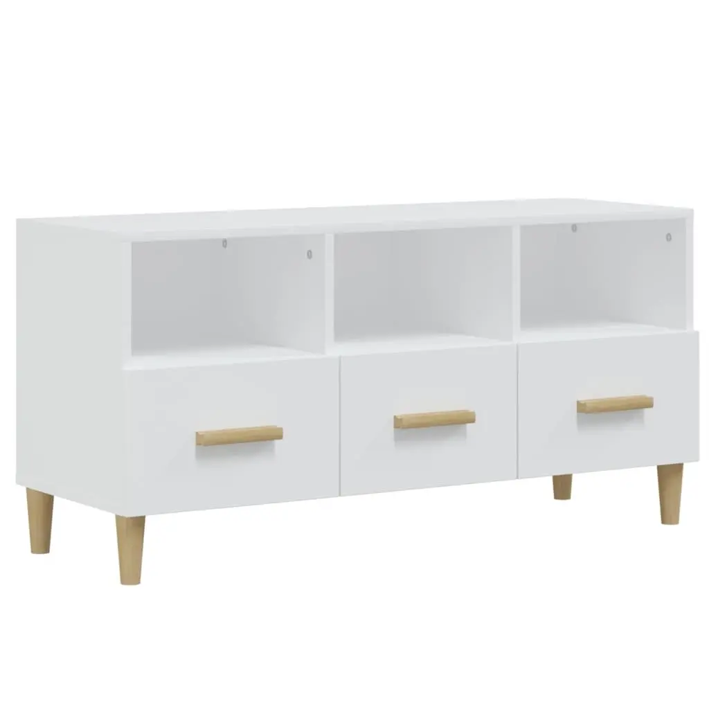 TV Cabinet High Gloss White 102x36x50 cm Engineered Wood 812606 - Furniture