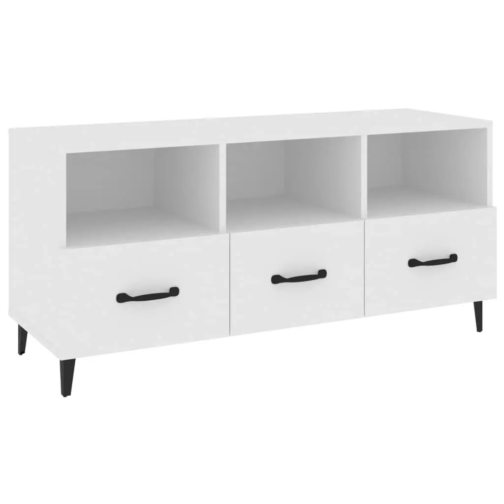 TV Cabinet White 102x35x50 cm Engineered Wood 812609 - Furniture