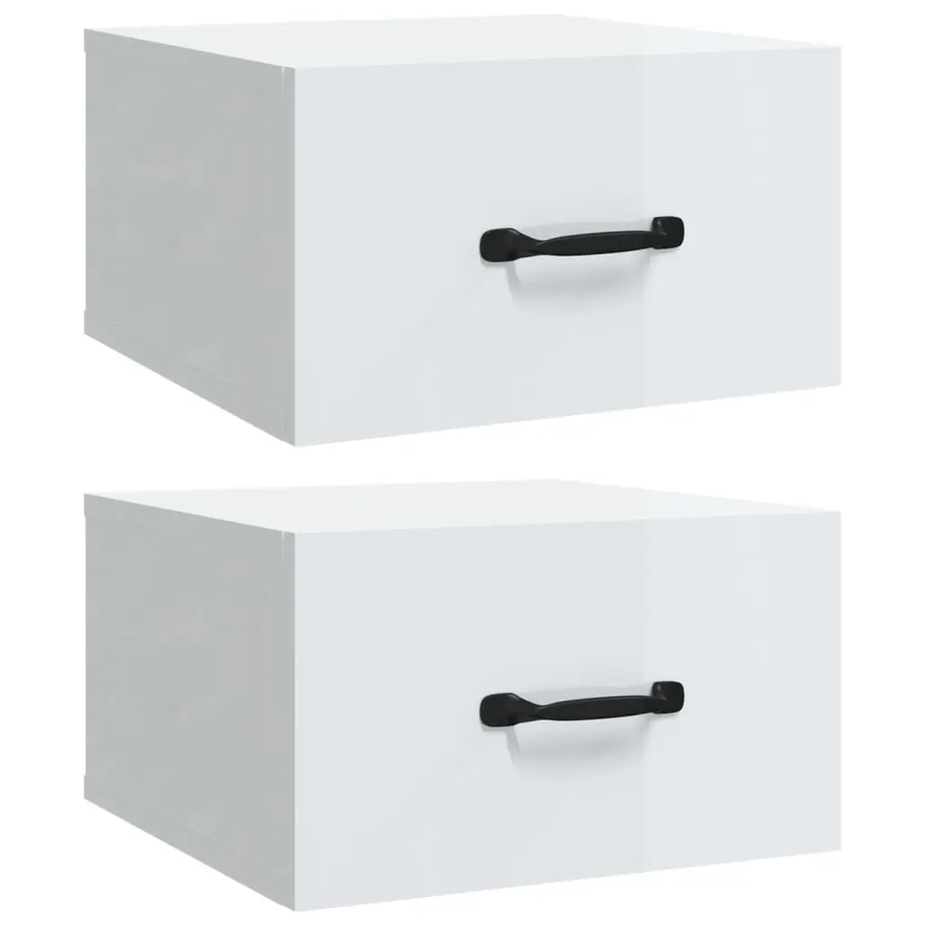 Wall-mounted Bedside Cabinets 2 pcs High Gloss White 35x35x20 cm 812865