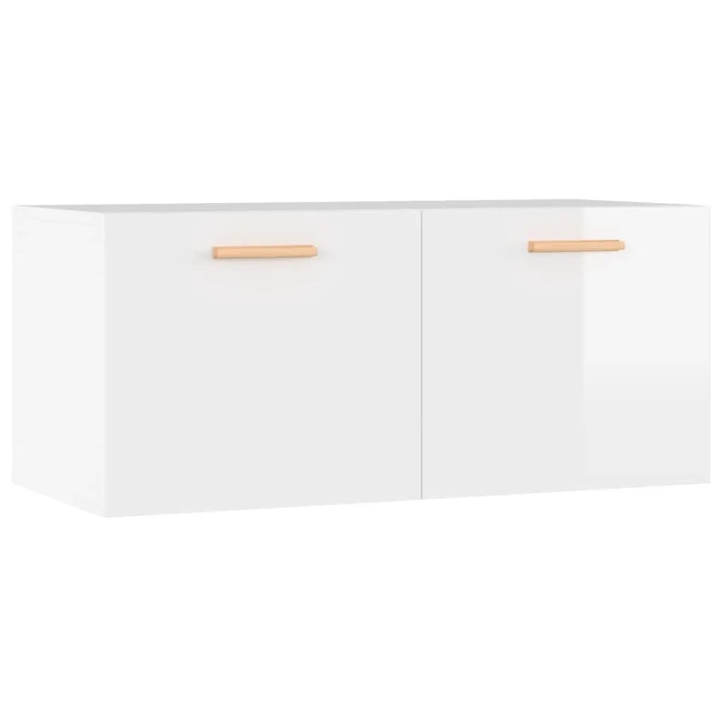 Wall Cabinet High Gloss White 80x35x36.5 cm Engineered Wood 812930 - Furniture