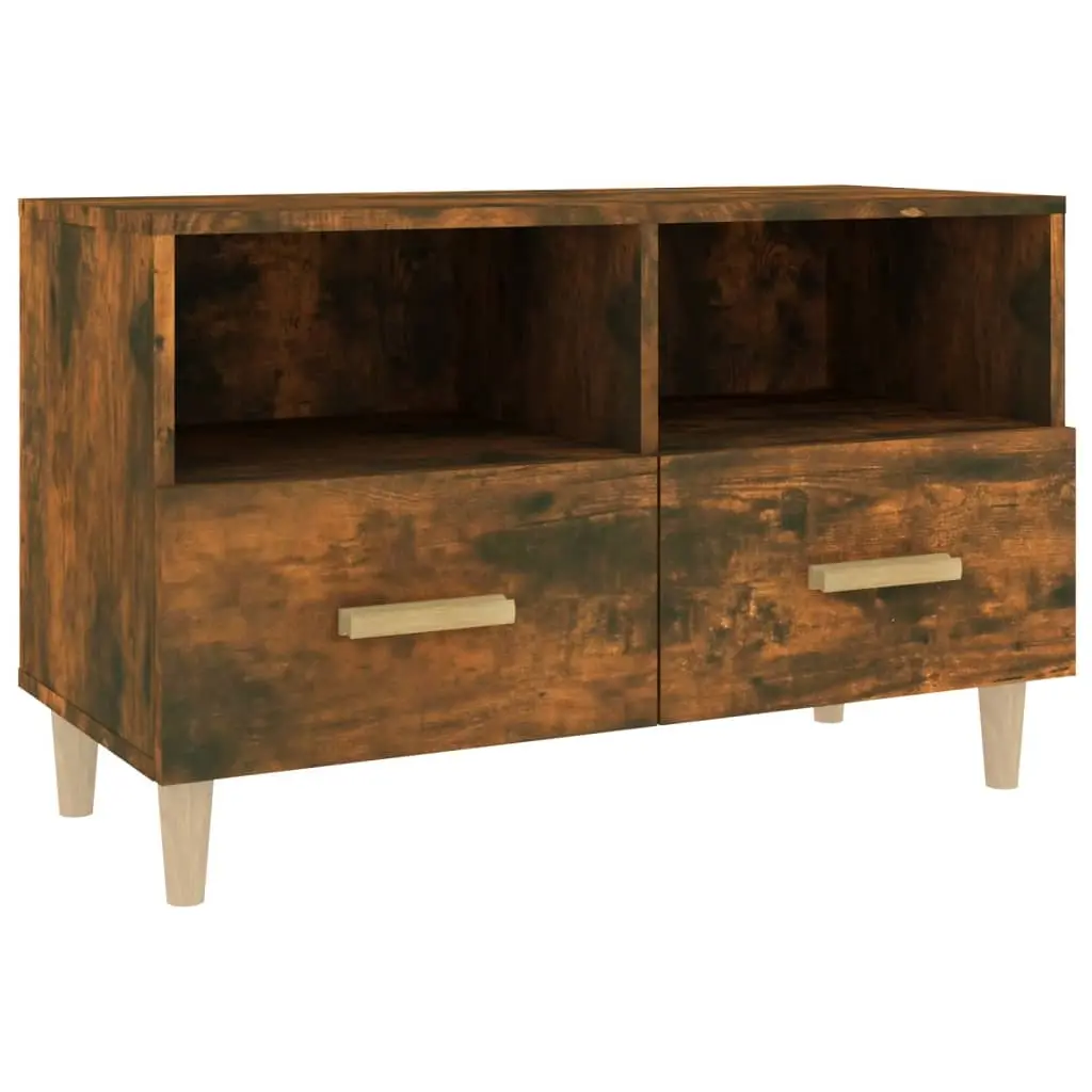 TV Cabinet Smoked Oak 80x36x50 cm Engineered Wood 817489 - Furniture