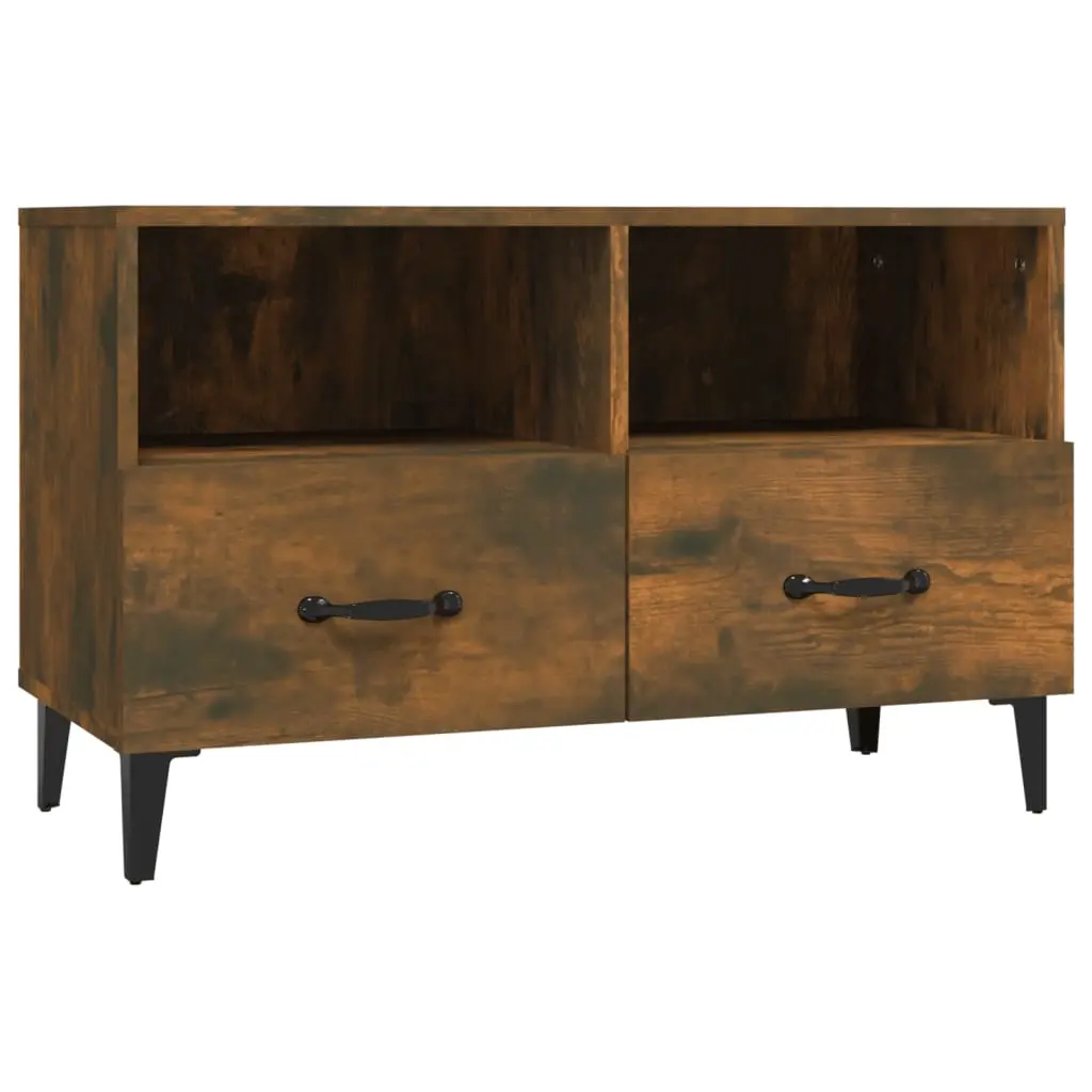 TV Cabinet Smoked Oak 80x36x50 cm Engineered Wood 817492 - Furniture