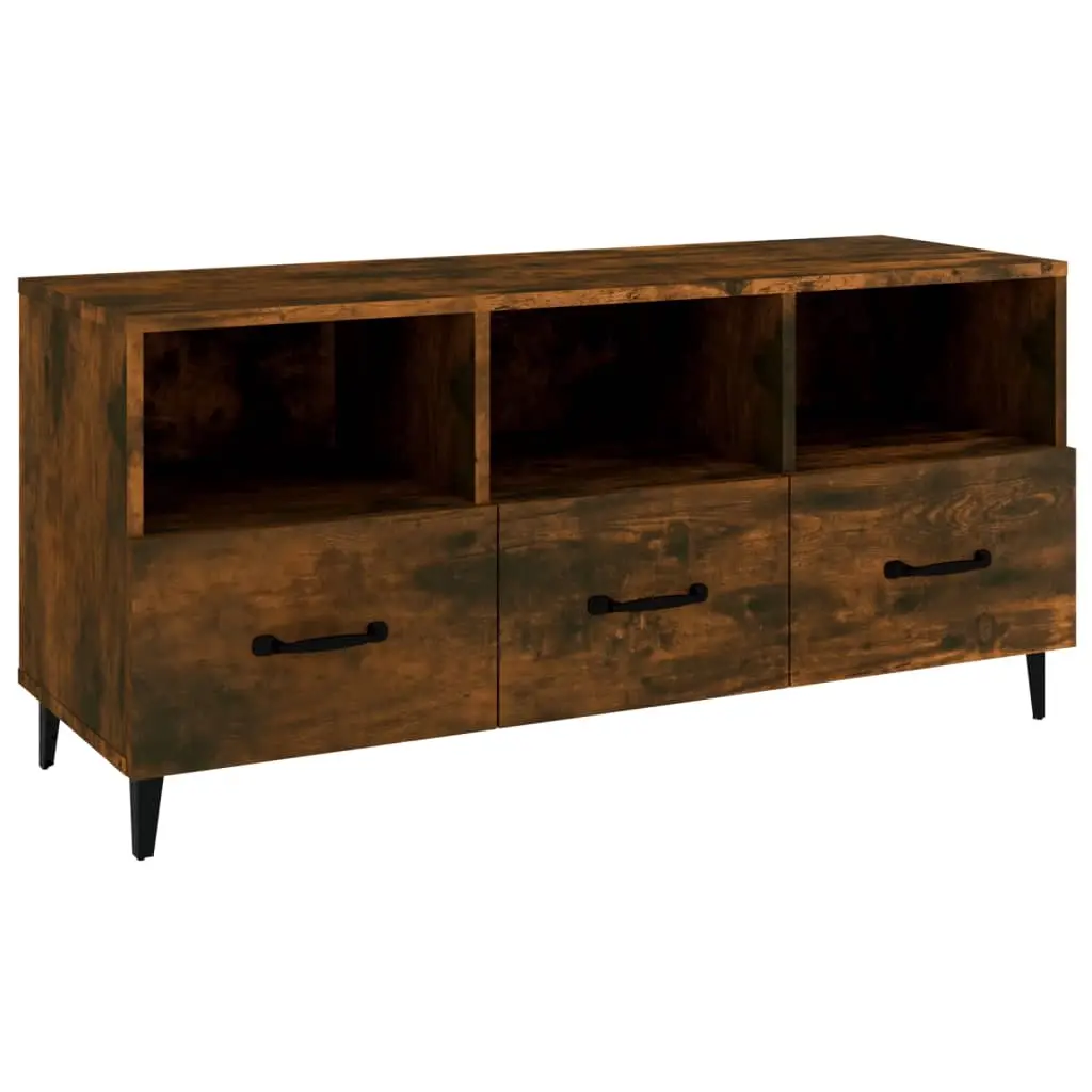 TV Cabinet Smoked Oak 102x35x50 cm Engineered Wood 817498 - Furniture