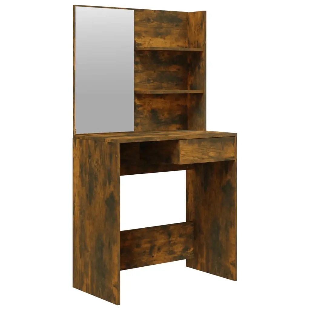 Dressing Table with Mirror Smoked Oak 74.5x40x141 cm 820490 - Furniture