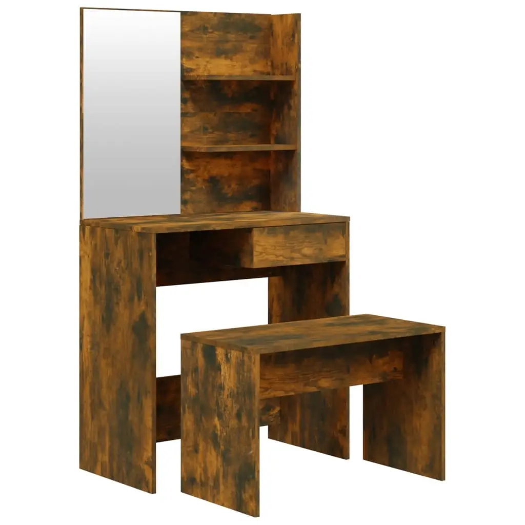 Dressing Table Set Smoked Oak 74.5x40x141 cm 3114144 - Furniture