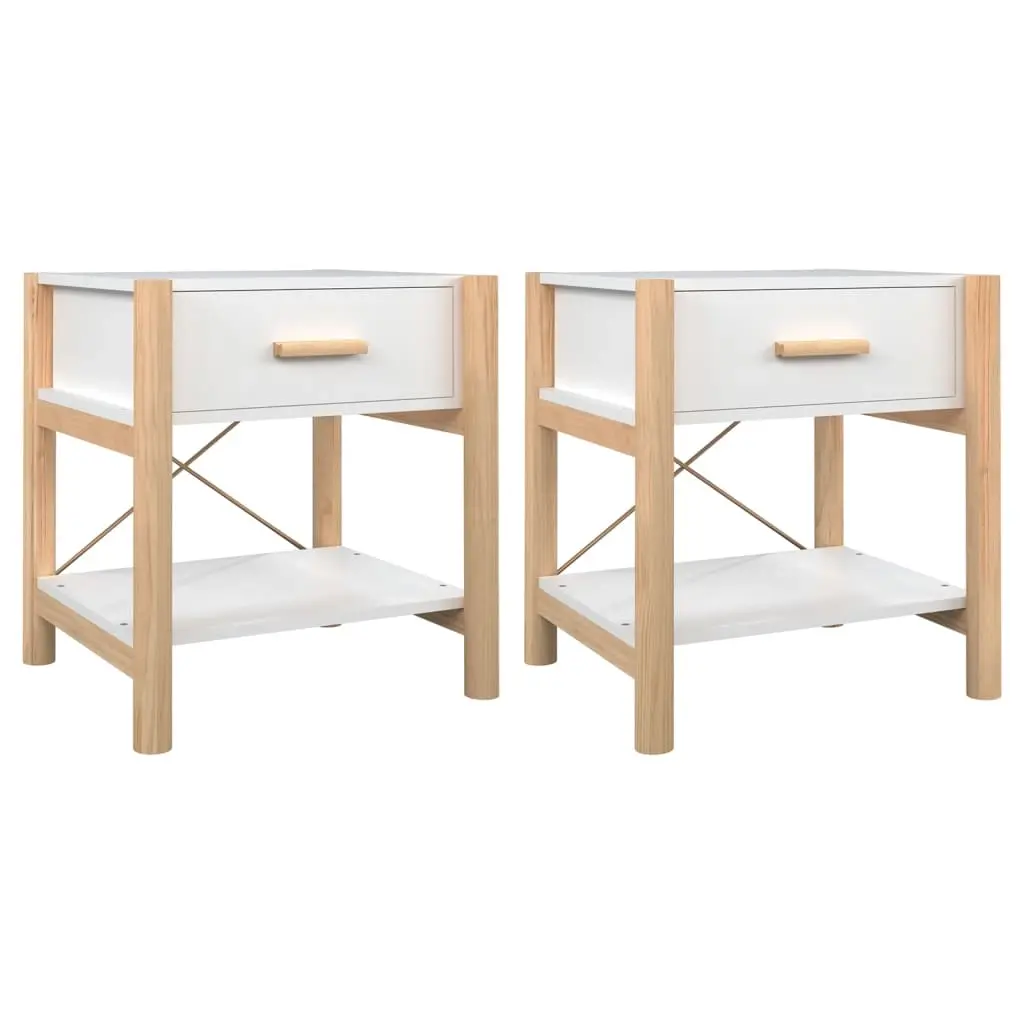 Bedside Tables 2pcs White 42x38x45 cm Engineered Wood 345655 - Furniture