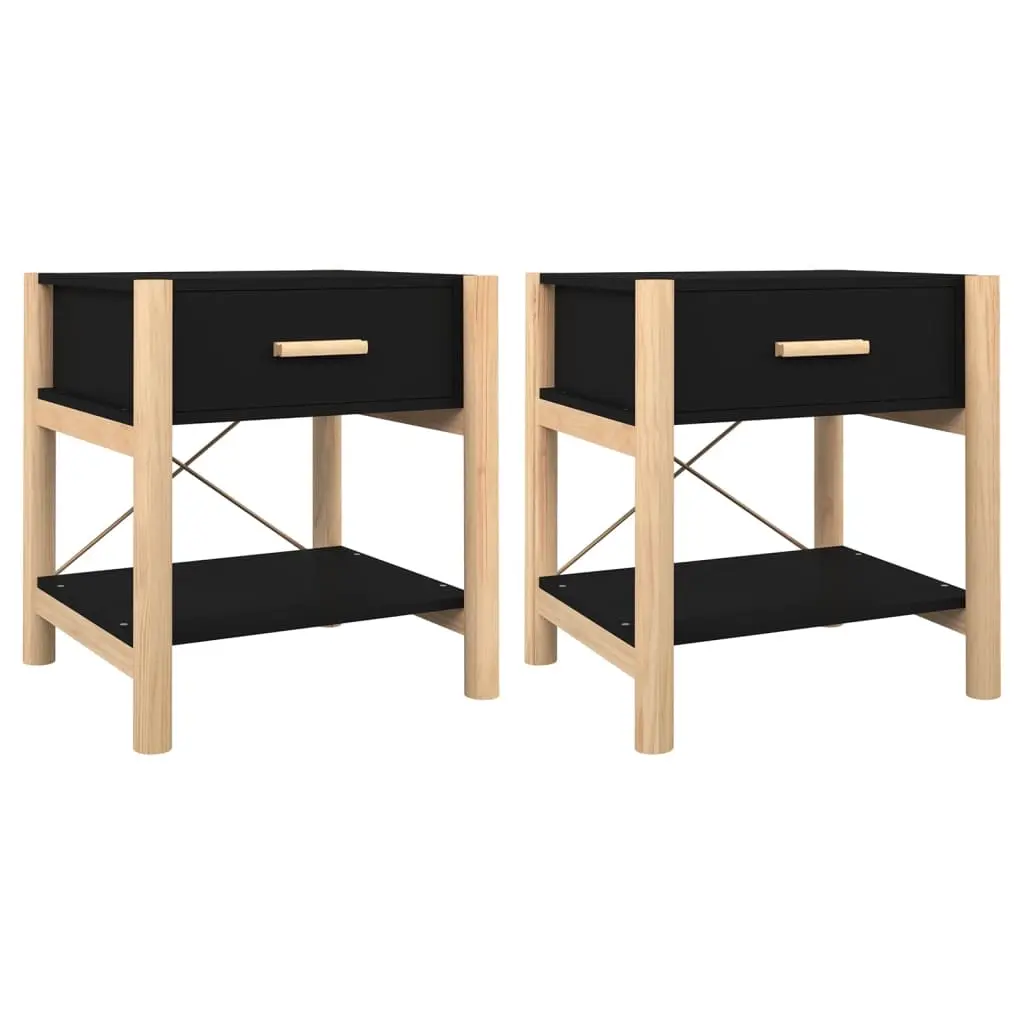 Bedside Tables 2pcs Black 42x38x45 cm Engineered Wood 345657 - Furniture