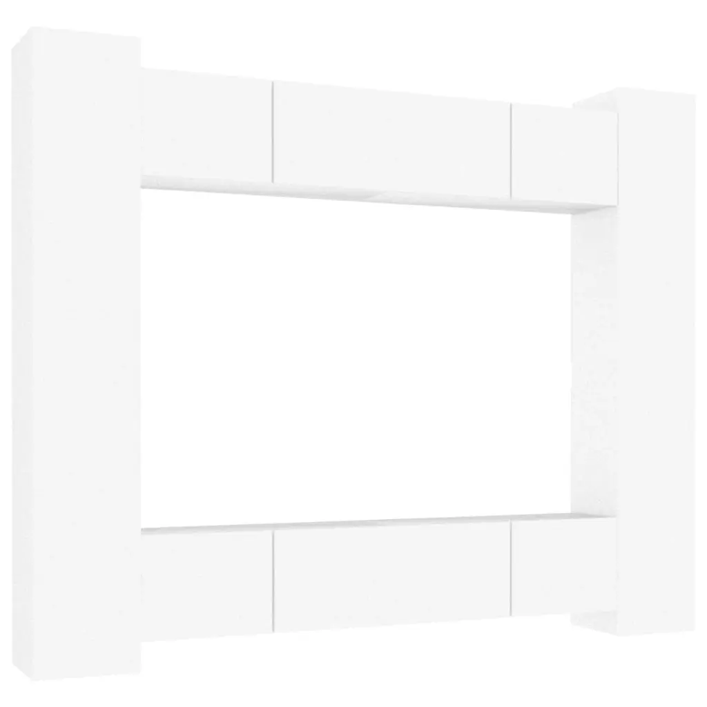 8 Piece TV Cabinet Set White Engineered Wood 3114230 - Furniture