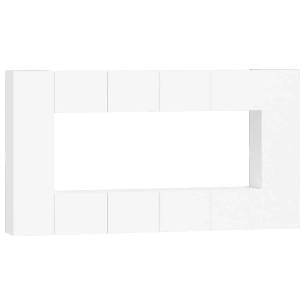 8 Piece TV Cabinet Set White Engineered Wood 3114286 - Furniture