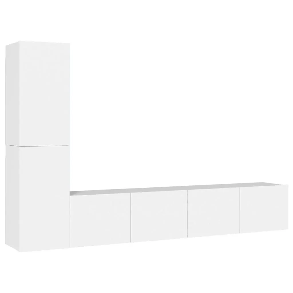 4 Piece TV Cabinet Set White Engineered Wood 3114310 - Furniture