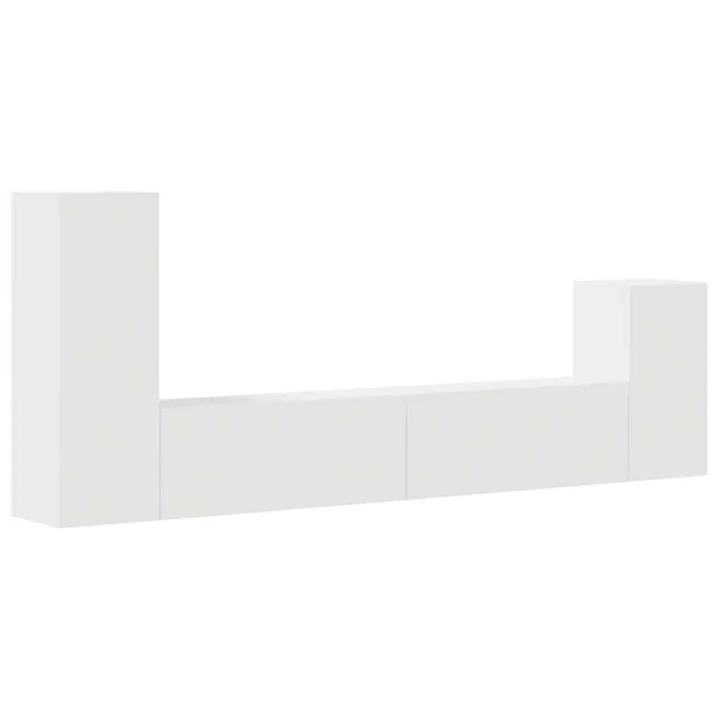 4 Piece TV Cabinet Set White Engineered Wood 3114622 - Furniture