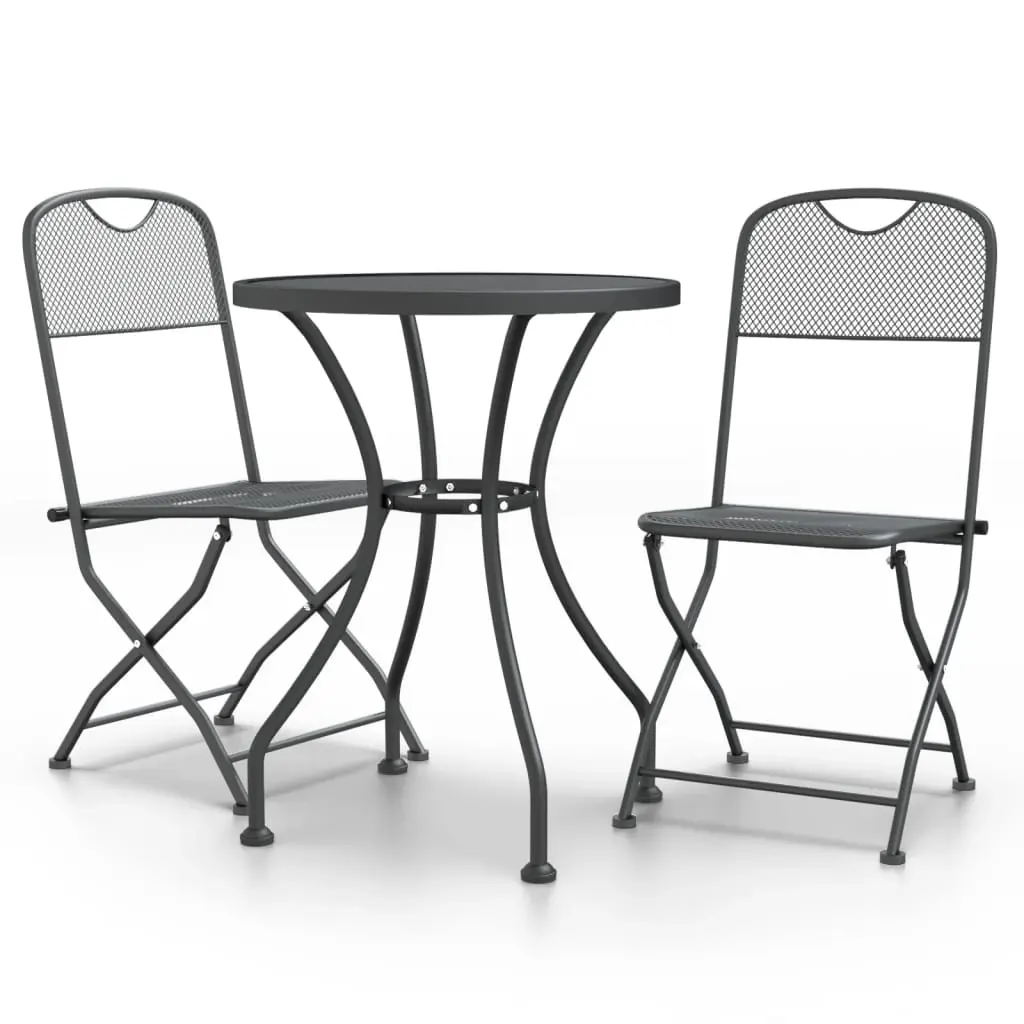 3 Piece Garden Dining Set Expanded Metal Mesh Anthracite 3084707 - Furniture