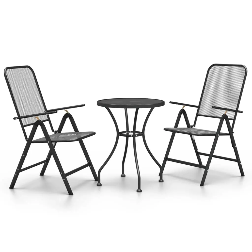 3 Piece Garden Dining Set Expanded Metal Mesh Anthracite 3084709 - Furniture