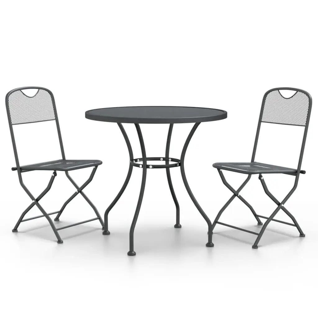 3 Piece Garden Dining Set Expanded Metal Mesh Anthracite 3084711 - Furniture