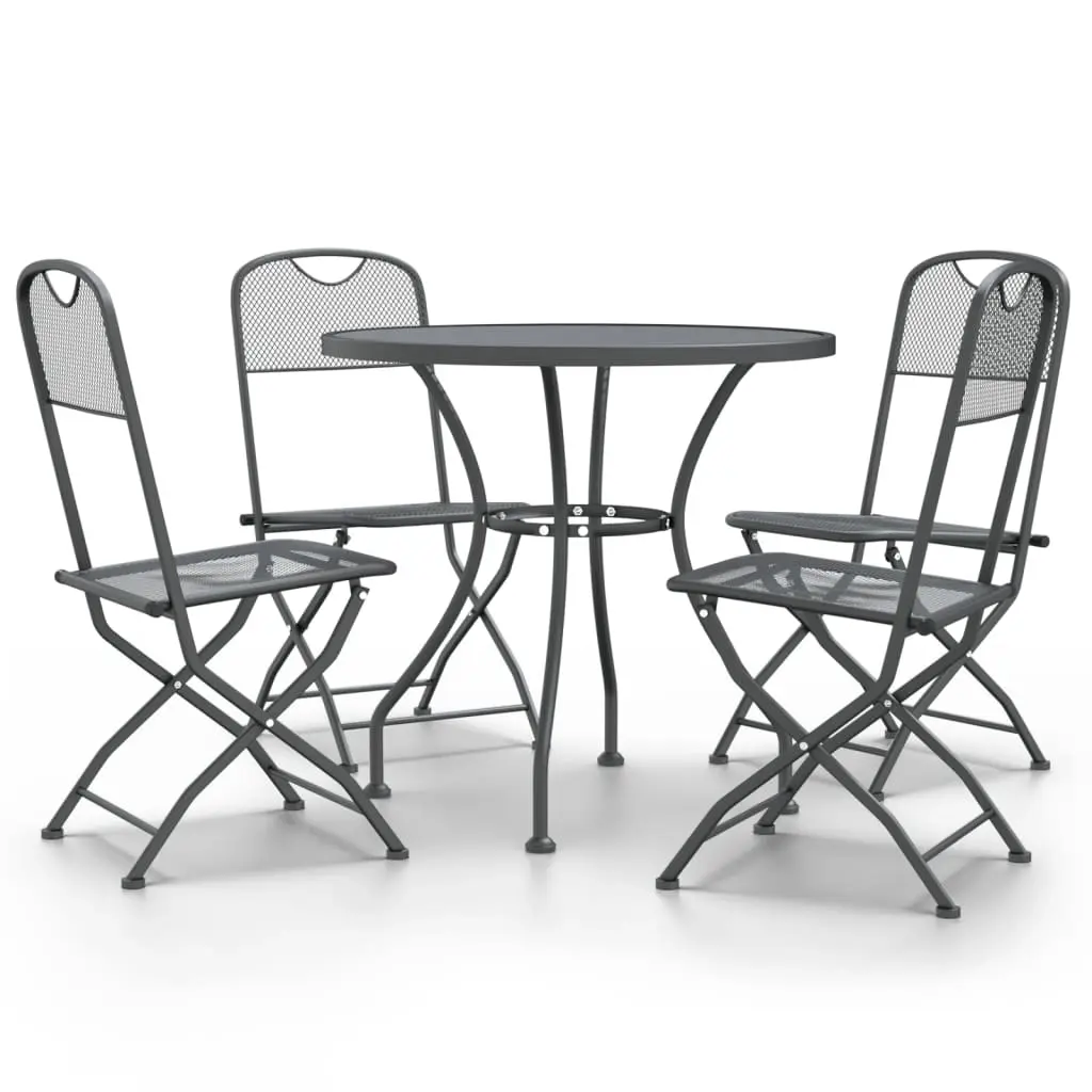 5 Piece Garden Dining Set Expanded Metal Mesh Anthracite 3084712 - Furniture