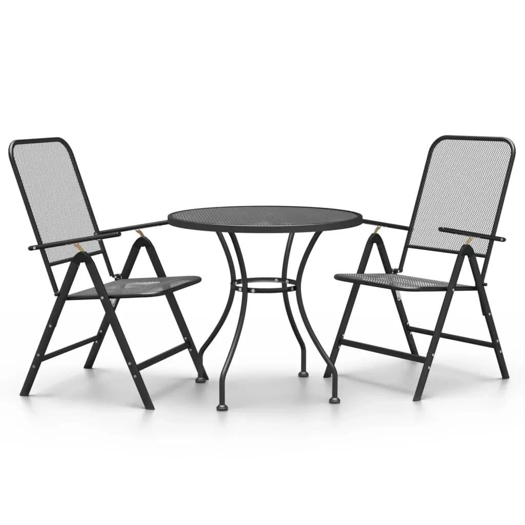 3 Piece Garden Dining Set Expanded Metal Mesh Anthracite 3084713 - Furniture