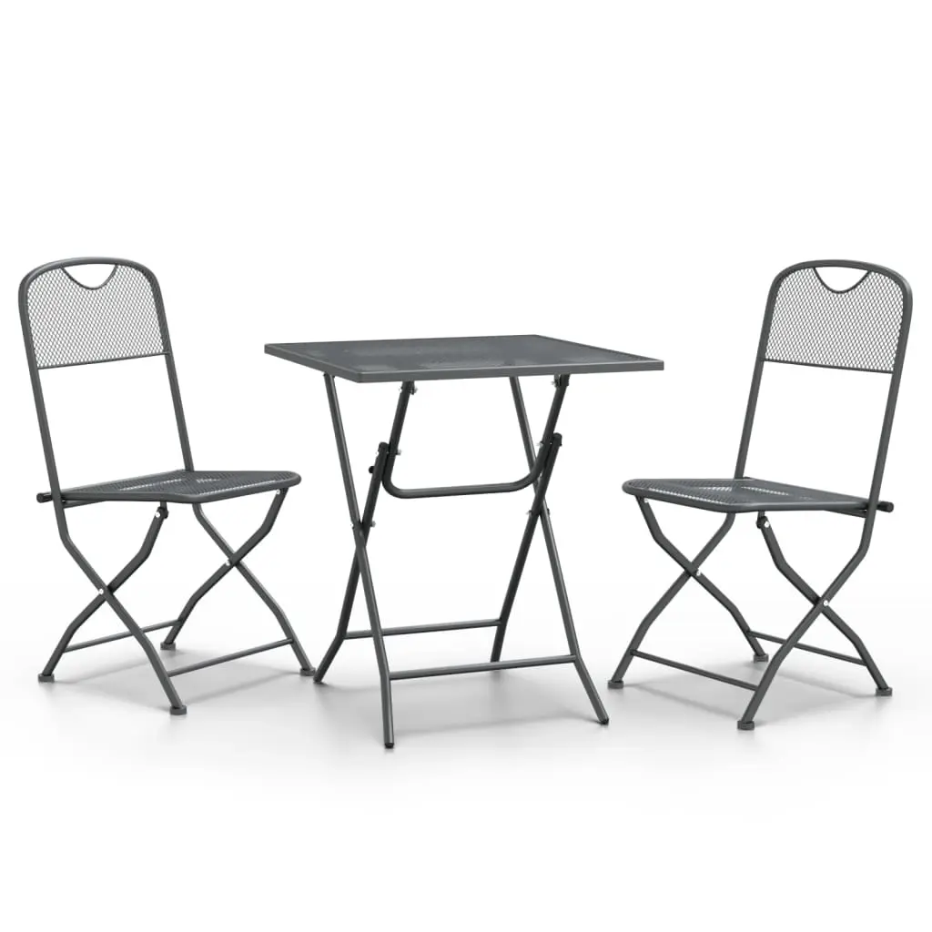 3 Piece Garden Dining Set Expanded Metal Mesh Anthracite 3084715 - Furniture