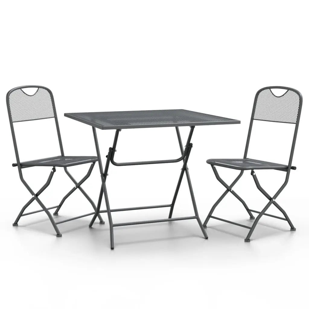 3 Piece Garden Dining Set Expanded Metal Mesh Anthracite 3084719 - Furniture