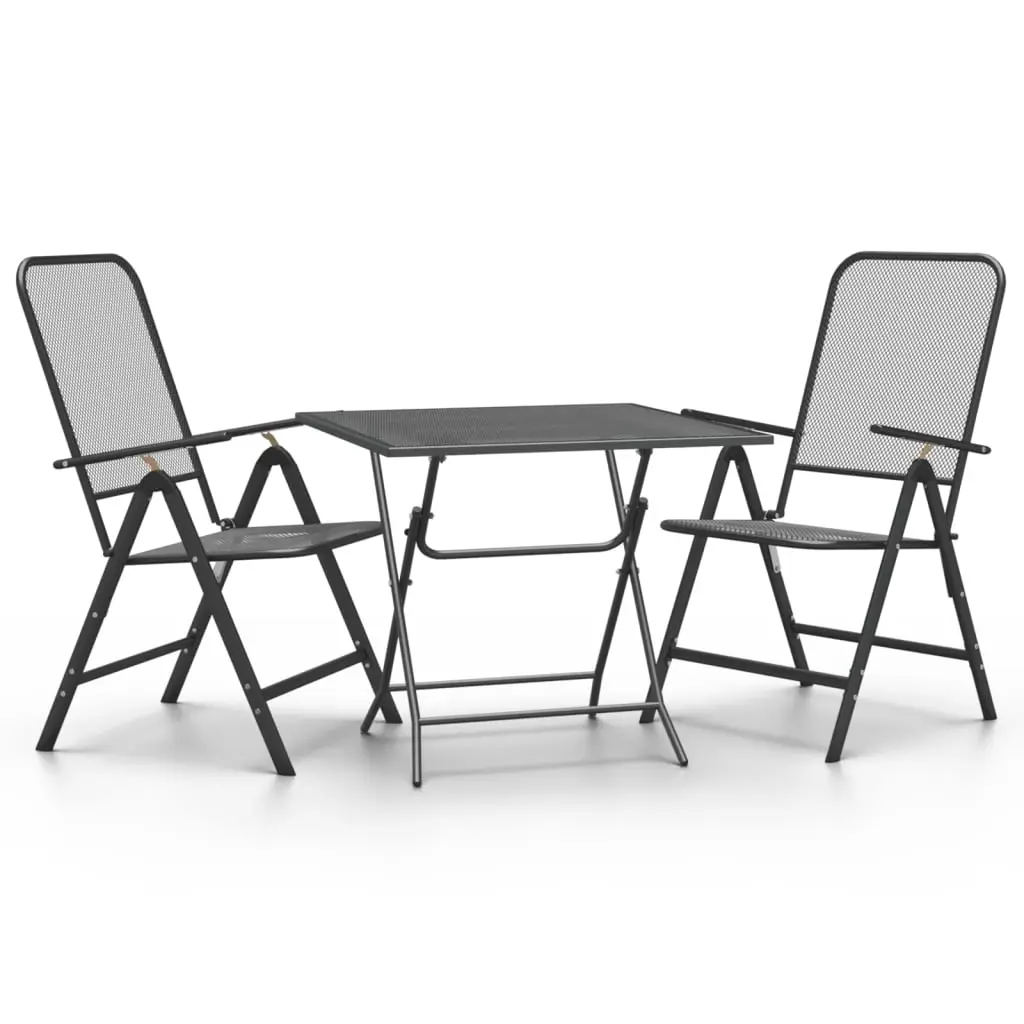 3 Piece Garden Dining Set Expanded Metal Mesh Anthracite 3084721 - Furniture