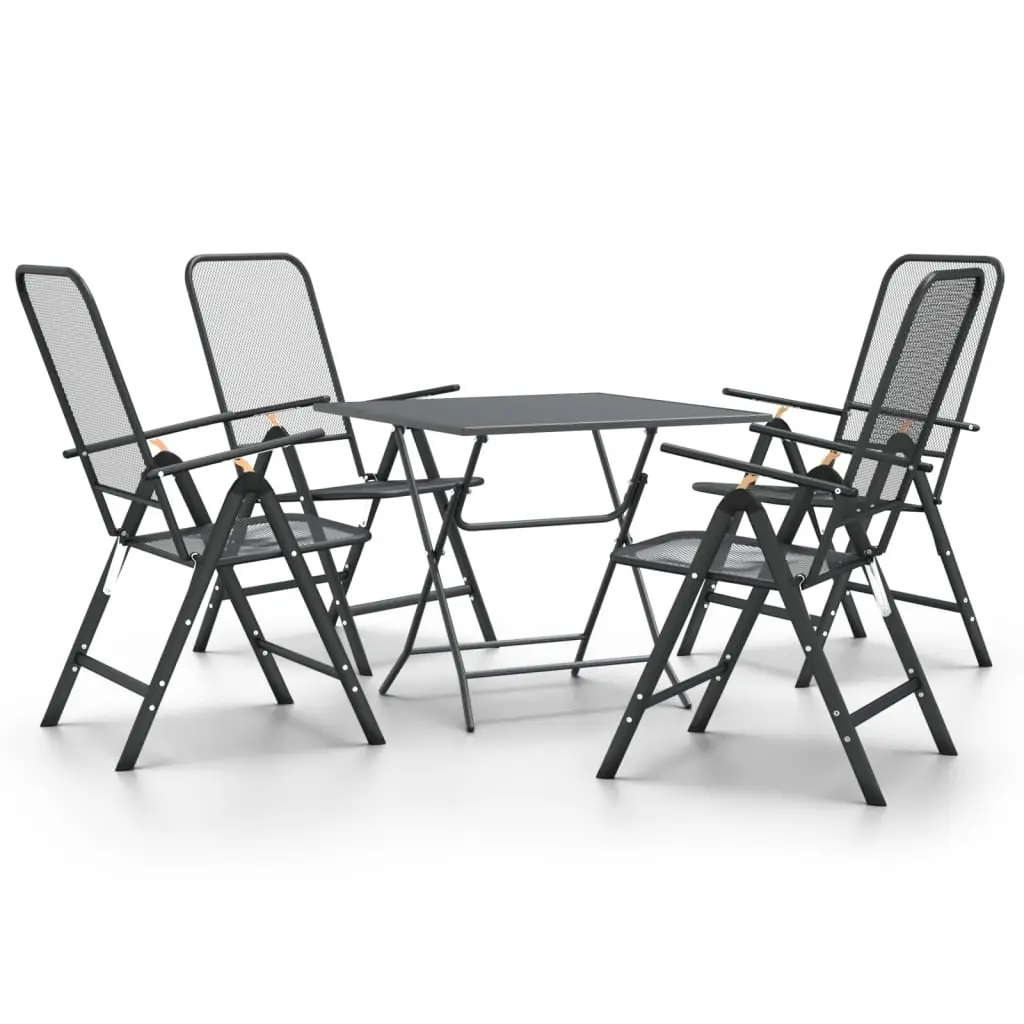 5 Piece Garden Dining Set Expanded Metal Mesh Anthracite 3084722 - Furniture