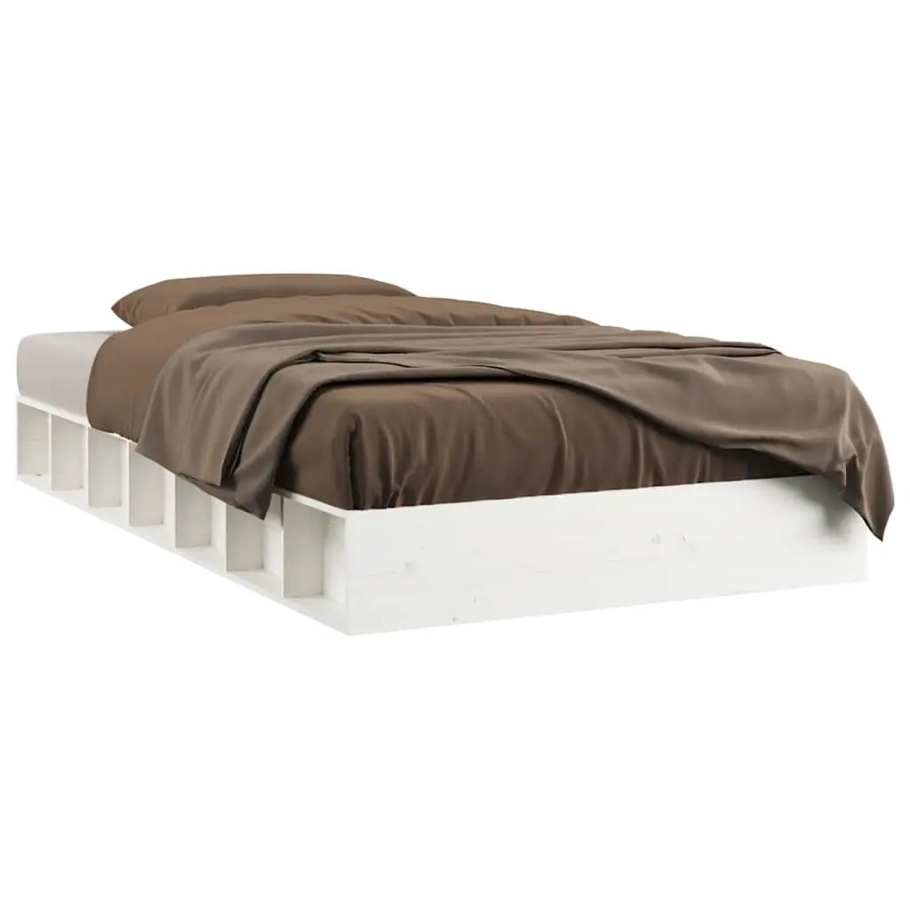 Bed Frame without Mattress White 135x190 cm Solid Wood 820712 - Furniture