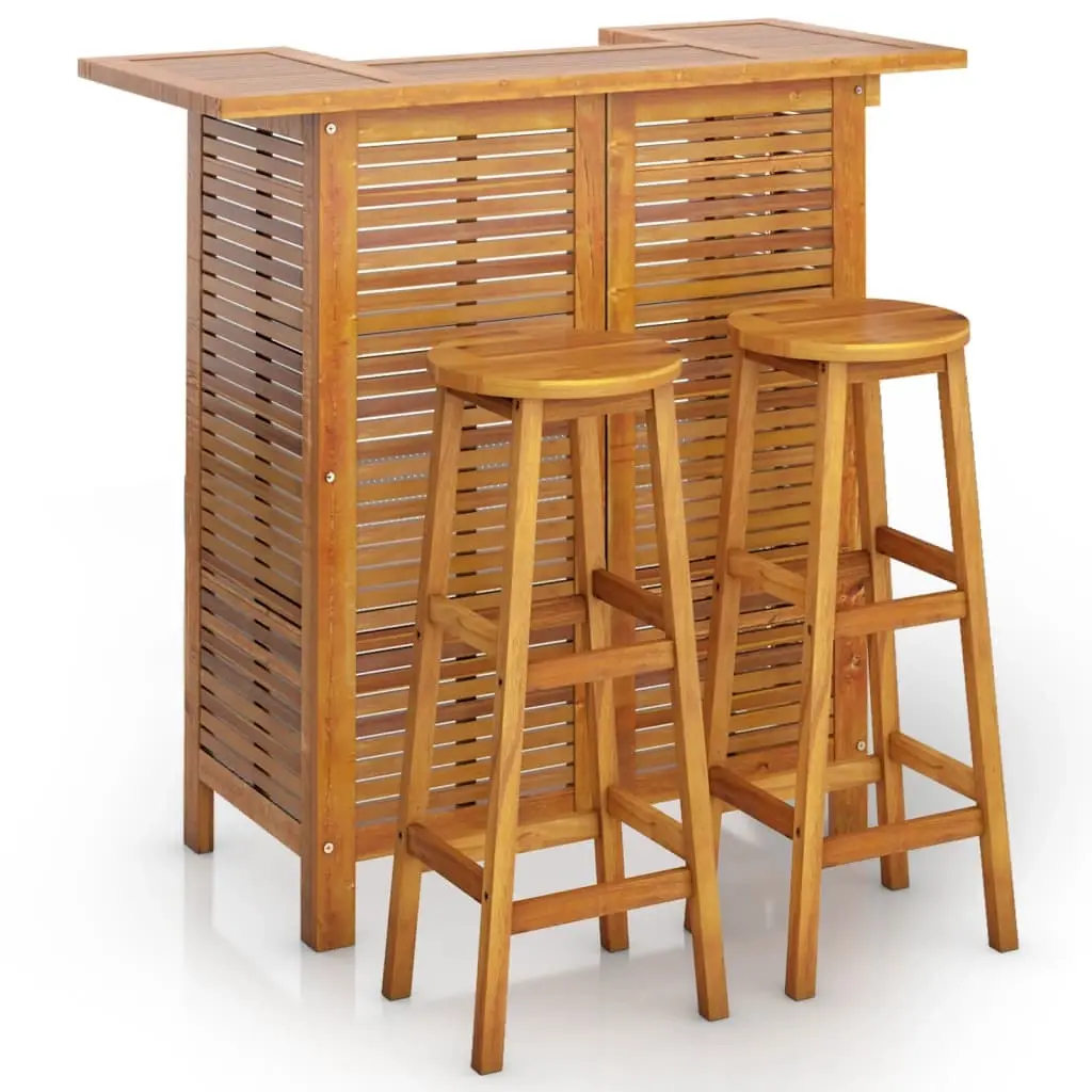 3 Piece Garden Bar Set Solid Wood Acacia 3116000 - Furniture
