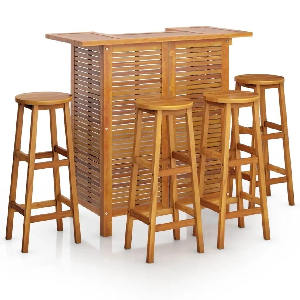 5 Piece Garden Bar Set Solid Wood Acacia 3116001 - Furniture