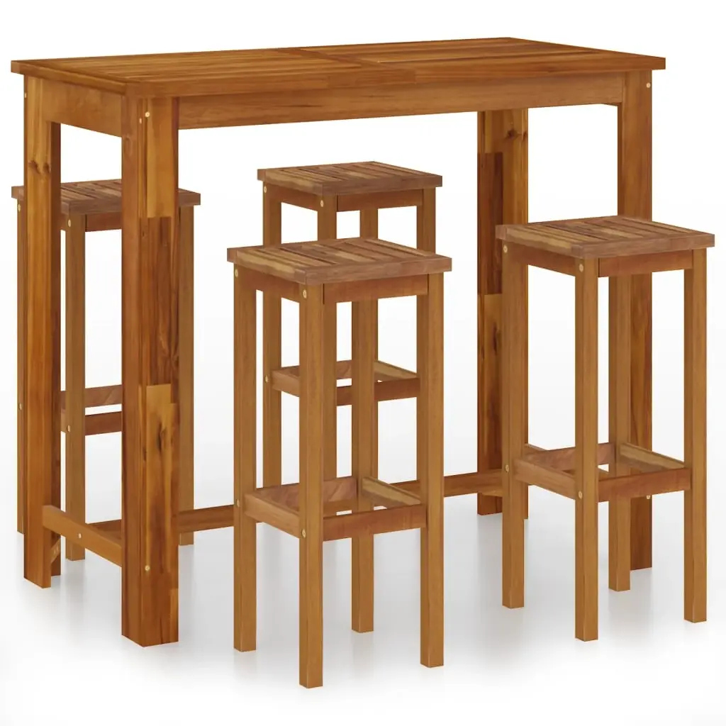 5 Piece Garden Bar Set Solid Wood Acacia 3116018 - Furniture