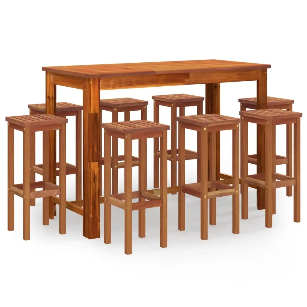 9 Piece Garden Bar Set Solid Wood Acacia 3116023 - Furniture